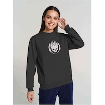 Offspring Baskılı Füme Antrasit Kadın Sweatshirt