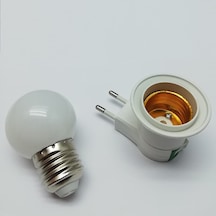 Duy Fişli Gece Lambası Ampüllü Beyaz Led 1w E27 Duy