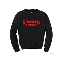 Stranger Things Logo Siyah Sweatshirt