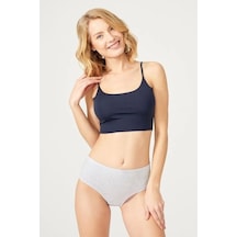 Cottonhill Basic Gri Renk %95 Pamuklu Geniş Kenarlı Külot Gri