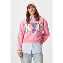 Kadın Cool Pembe Şardonlu Sweatshirt Pembe