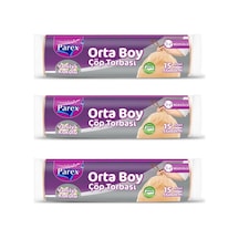 Orta Boy Çöp Torbası Vanilya Kokulu 15 Adetli 55x60cm 3'lü Paket