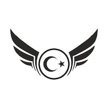 Kanatlı Türk Bayrağı Ay Yıldız Türk Sticker 01713