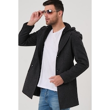 Plt8406 Dewberry Erkek Palto-Desenli Antrasit-Desenli Antrasit