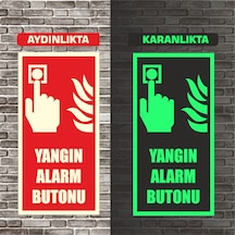 Fosforlu Yangın Alarm Butonu Uyarı İkaz Tabelası 10x30