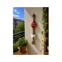 Polyester Çini Işlemeli Uğur Böceği Duvar Bahçe Balkon Ev Dekorasyon Süsü Kırmızı Beyaz