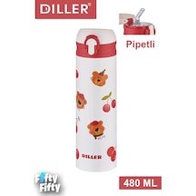 Dıller 480 Ml Pipetli Paslanmaz Çelik Termos Vacum Cup Kilitli Kapak -ffdıllerd9228 Çok Renkli
