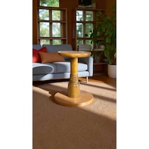 Simillo Tekli Masif Ahşap Mantar Sehpa Doğal Koyu Ceviz Renkli Yan Sehpa Modeli - Wooden Coffee Table Koyu Ceviz