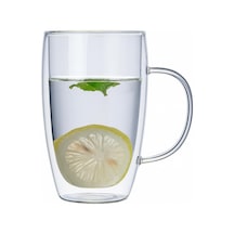 450 Ml Çift Cidarlı Şeffaf Cam Kupa Isıya Dayanıklı, Sıcak Ve Soğuk İçeceklere Uygun, Şık Ve Dayanıklı Borosilikat Cam Bardak çok renkli