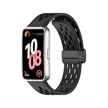 Air-loop Huawei Band 10-9-8 İle Uyumlu Kordon Manyetik Kilit Mekanizmalı Huawei Band 10 Yumuşak Silikon Kordon Nefes Alabilirlik Sağlayan Delikli Tasarım Huawei Band 10 Kordonu Çok Renkli