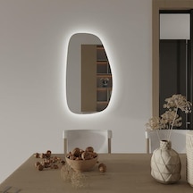 50x80 Cm Modern Organik Led Ayna Dokunmatik, Dim Edilebilir, 6500k Beyaz Işık Banyo Aynası Beyaz