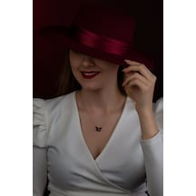 Papatya Silver 925 Ayar Zirkon Siyah Taşlı Kelebek Gümüş Kolye Uvps100447