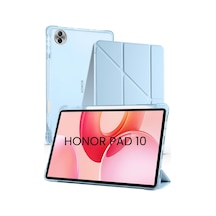Honor Pad 10 12.1 İnç İle Uyumlu Standlı Kalem Bölmeli Uyku Modlu Akıllı Tablet Kılıf Kapak - Mavi