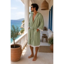 Aquatolıa Muslin Düz Desen Plaj, Sauna, Spa, Banyo Amaçlı Bornoz. Yeşil