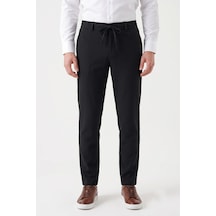 Günce Erkek Regular Kalıp Jogger Pantolon Gofre Kumaş Bgl-st05632 Siyah