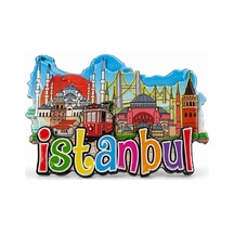 İstanbul Temalı Ahşap Buzdolapı Süsü Magnet 08134328