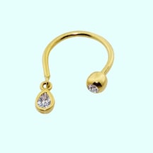 Altın Burun Hızma Piercing 14 Ayar Damla Taşlı