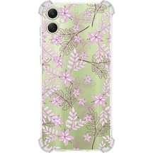 Samsung A05 Uyumlu Köşe Korumalı Floral Pudra Tasarımlı Şeffaf Silikon Kılıf