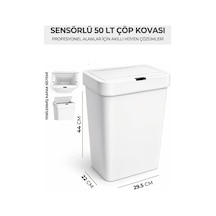 Temassız Otomatik Sensörlü Hijyenik Çöp Kovası Yerli Üretim 50 Litre-beyaz Çok Renkli