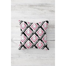 Home Yazılı Gizli Fermuarlı Kırlent Kılıfı Koltuk Yastık Kılıfı Takım 4adet , Pembe-siyah-beyaz 45 X 45 50 x 22