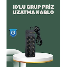 Universal Termal Koruma Sistemli Usb Type-c 10 Lu Grup Priz 2m 2500w Güç Kapasiteli