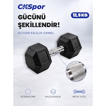 Ckspor 12,5 Kg Altıgen Kauçuk Dambıl Hex Dumbbell Fitness Kuvvet Antrenmanı Ağırlığı