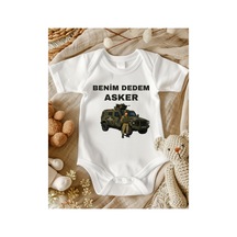 Lupi Benim Dedem Asker Yazılı Bebek Zıbın ekru