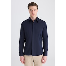 Twn Slim Fit Lacivert Düz Gömlek 5ef02ee44343m Çok Renkli