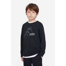 Tshirthane Totoro Studio Ghibli Baskılı Unisex Çocuk Siyah Sweatshirt