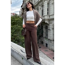 Madmext Kahverengi Yüksek Bel Kumaş Pantolon Mg2284 Kahverengi