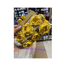 Melonndesign Melona Butik Gül Motifli El Çantası Sarı