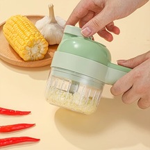 Honeybeeshop Gmbin Elektrikli Yeşil Sarımsak Doğrayıcı Sebze Dilimleyici Usb El Tipi Gıda İşlemcisi Değiştirilebilir Bıçaklar Ev Ve Profesyonel Kullanım Yeşil