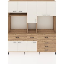Hyperion Dolap 10 Raflı 6 Çekmeceli 8 Kapaklı 220x44x243 Çam-aytaşı/çam Aytası/atlas Çam