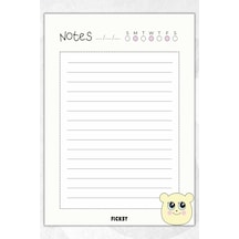 A5 Ayıcık Bloknot Çizgili Defter - 50 Yaprak - Memopad - Notepad - Not Defteri - Not Kağıdı Sarı Sarı