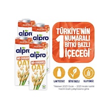 Alpro Şekersiz Yulaf Sütü 4x1 L Vegan Laktozsuz Bitkisel Bazlı