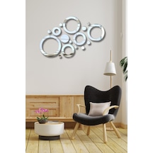 Gümüş Pleksi Ayna Daireler Duvar Dekoru Salon Oturma Yatak Odası Ofis Antre Için 50x70cm Ayna Seti Gümüş