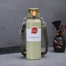 304 L Çelik Yeşil 550 ml Askılı ve Pipetli Matara Suluk cin411ys