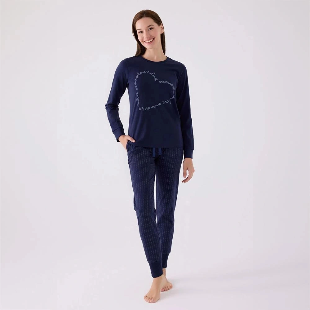 Arnetta Ar3050s Kadın Yetişkin Kışlık Pijama Takımı Lacivert