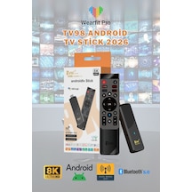 Wearfitpro Tv98 Android 14 Tv Stick 8k Ultra Hd 5g Çift Wifi Bluetooth H313 4 Çekirdek Akıllı Tv Dönüştürücü