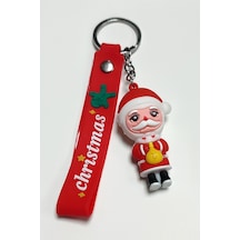 Techmrt Yılbaşı Noel Baba Silikon Anahtarlık-kırmızı