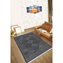 Füme Vintage Dokuma Pamuk Tabanlı Kaymaz Kilim Klm169n11