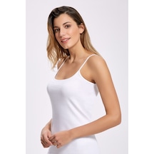 İlke 6'lı Paket, %100 Pamuk Penye, Mat Biyeli, İp Askılı, Kadın Atlet, Beyaz