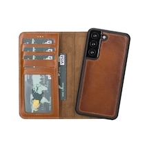 Samsung Galaxy S22 Uyumlu Deri Cüzdanlı Kılıf MWWN RST2EF Taba