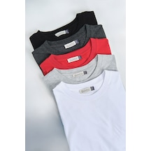 Erkek %100 Pamuk Regular Kalıp 5 Li T-shirt Paketi Siyah