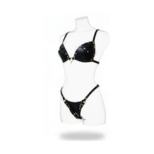 İkikareshop Siyah Harness Takım Suni Deri Zımba Detaylı - Brf1391 Çok Renkli