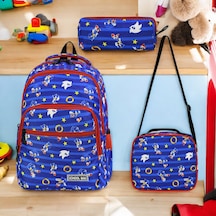 Erkek İlkokul Ortopedik 3'lü Set Kalemlik Beslenme Çanta Model 7