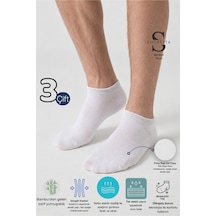 Socketta 3'lü Beyaz Erkek Bambu Dikişsiz Esnek Anatomik Topuk Görünmez Sneaker Patik Çorap - Premium Beyaz