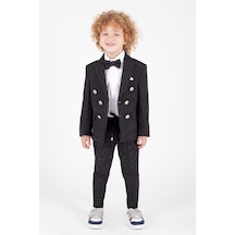 Mnk Baby & Kids Çizgili Spor Çocuk Ceket, Tişört , Jogger Pantolonlu Takım Mnk5695 Siyah