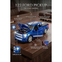 1:22 Ölçek Metal Ford Pickup Model Araba - Sesli, Işıklı Ve Çek Bırak Off-road Oyuncak Arazi Aracı Çok Renkli