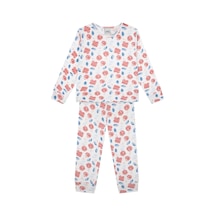 Antebies Suluboya Çiçek Uzun Kollu Pijama Takımı Pembe